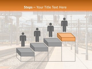 A Train Station With A Train On The Tracks PowerPoint Template
