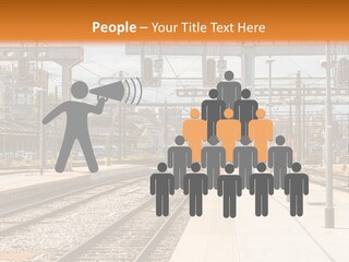 A Train Station With A Train On The Tracks PowerPoint Template