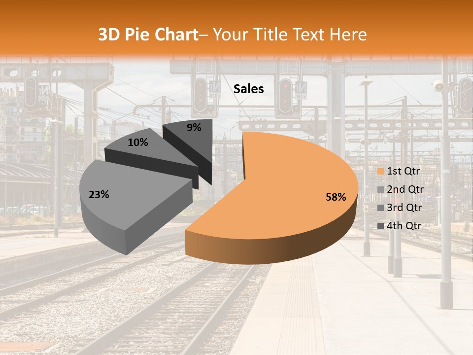 A Train Station With A Train On The Tracks PowerPoint Template