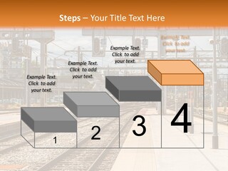 A Train Station With A Train On The Tracks PowerPoint Template