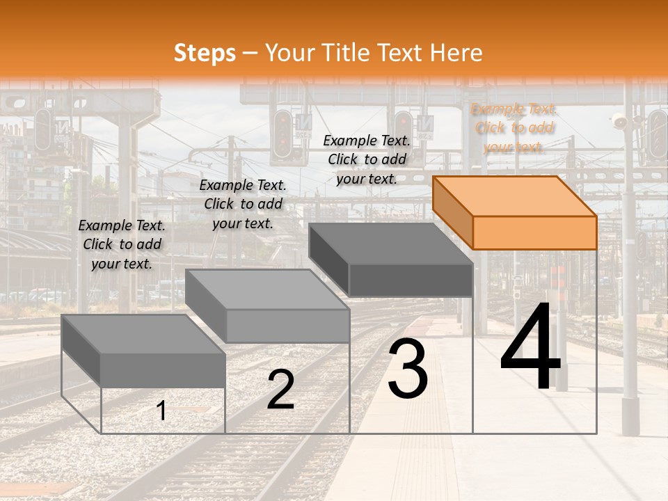 A Train Station With A Train On The Tracks PowerPoint Template