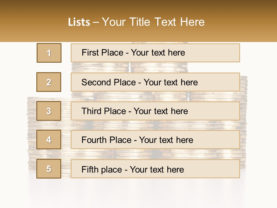 A Pile Of Gold Coins With A White Background PowerPoint Template