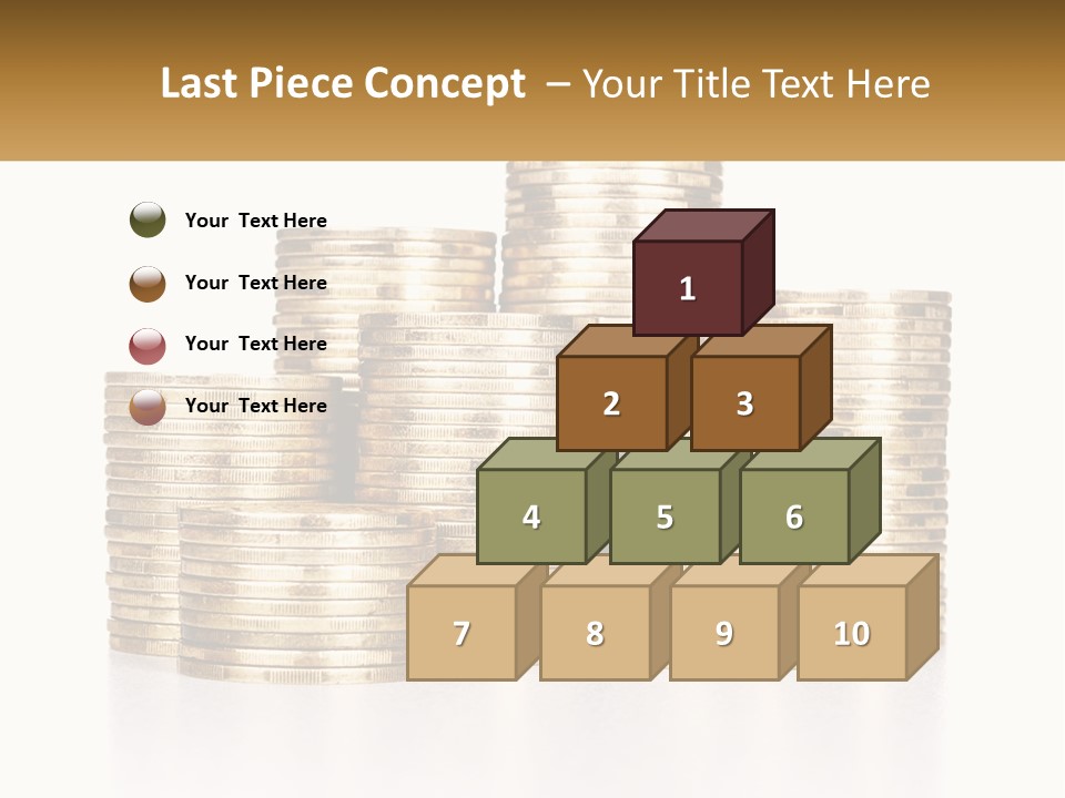 A Pile Of Gold Coins With A White Background PowerPoint Template