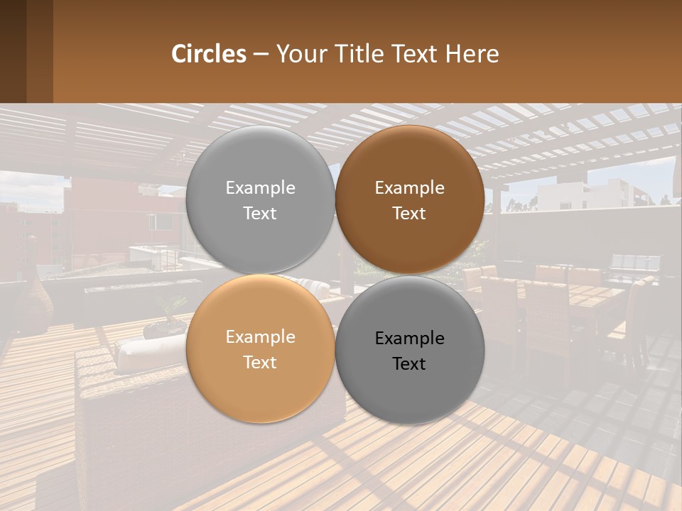 A Wooden Deck With A Table And Chairs PowerPoint Template