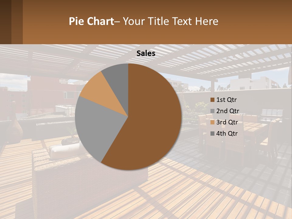A Wooden Deck With A Table And Chairs PowerPoint Template