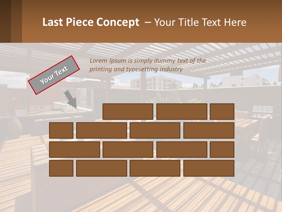 A Wooden Deck With A Table And Chairs PowerPoint Template