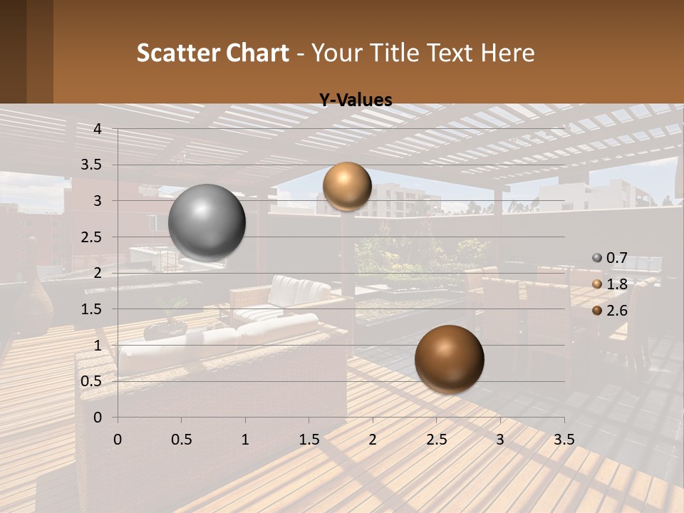 A Wooden Deck With A Table And Chairs PowerPoint Template