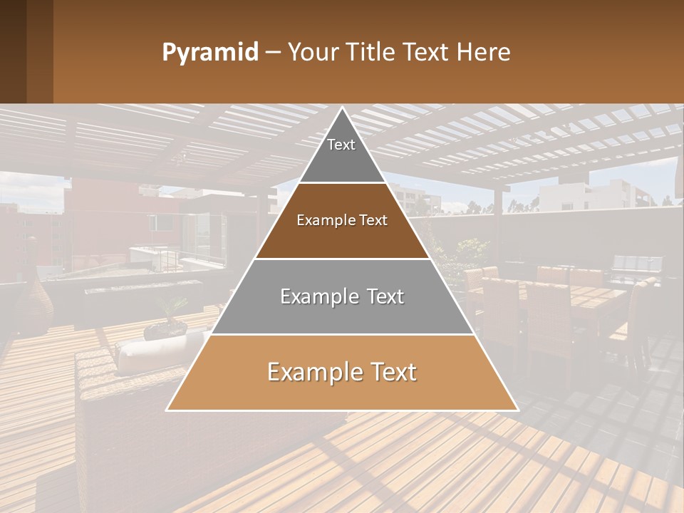 A Wooden Deck With A Table And Chairs PowerPoint Template