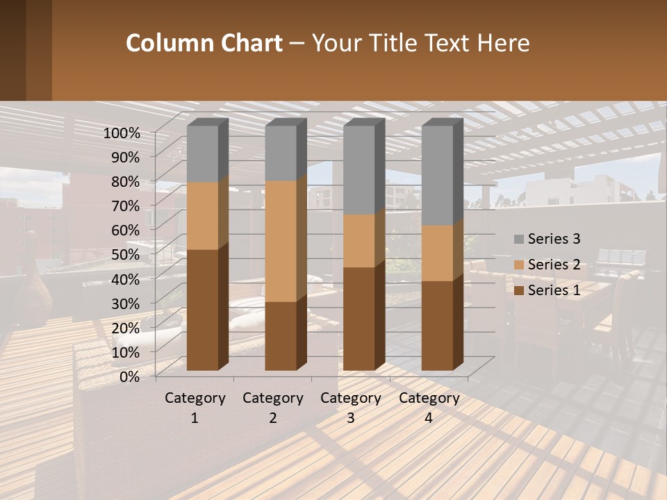 A Wooden Deck With A Table And Chairs PowerPoint Template