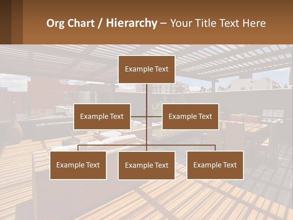 A Wooden Deck With A Table And Chairs PowerPoint Template
