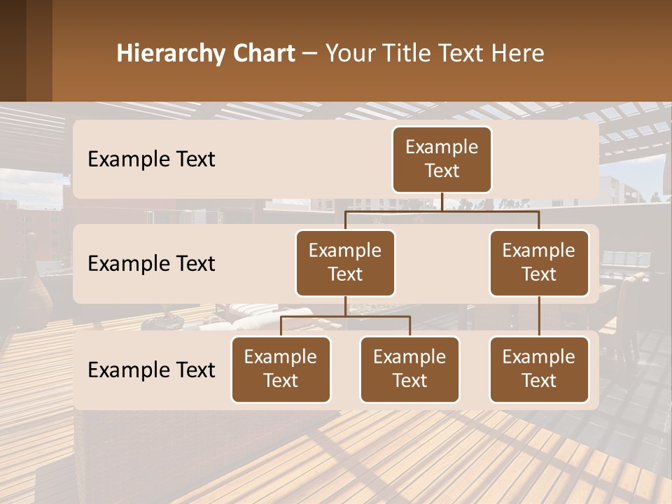 A Wooden Deck With A Table And Chairs PowerPoint Template