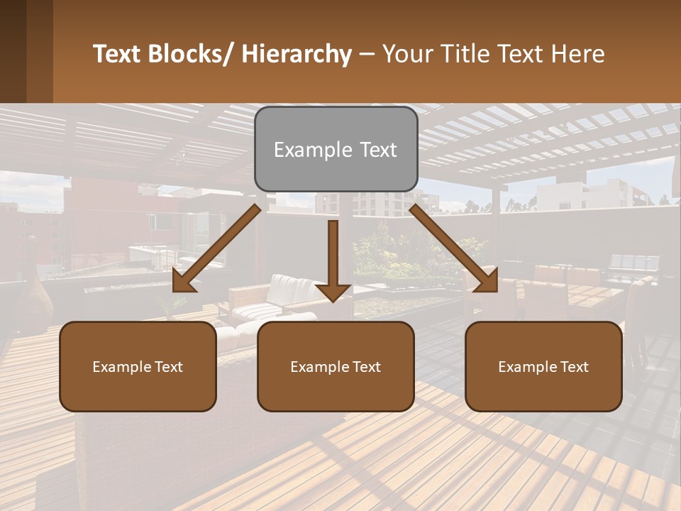 A Wooden Deck With A Table And Chairs PowerPoint Template