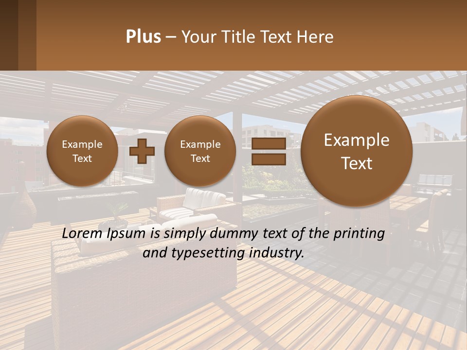 A Wooden Deck With A Table And Chairs PowerPoint Template