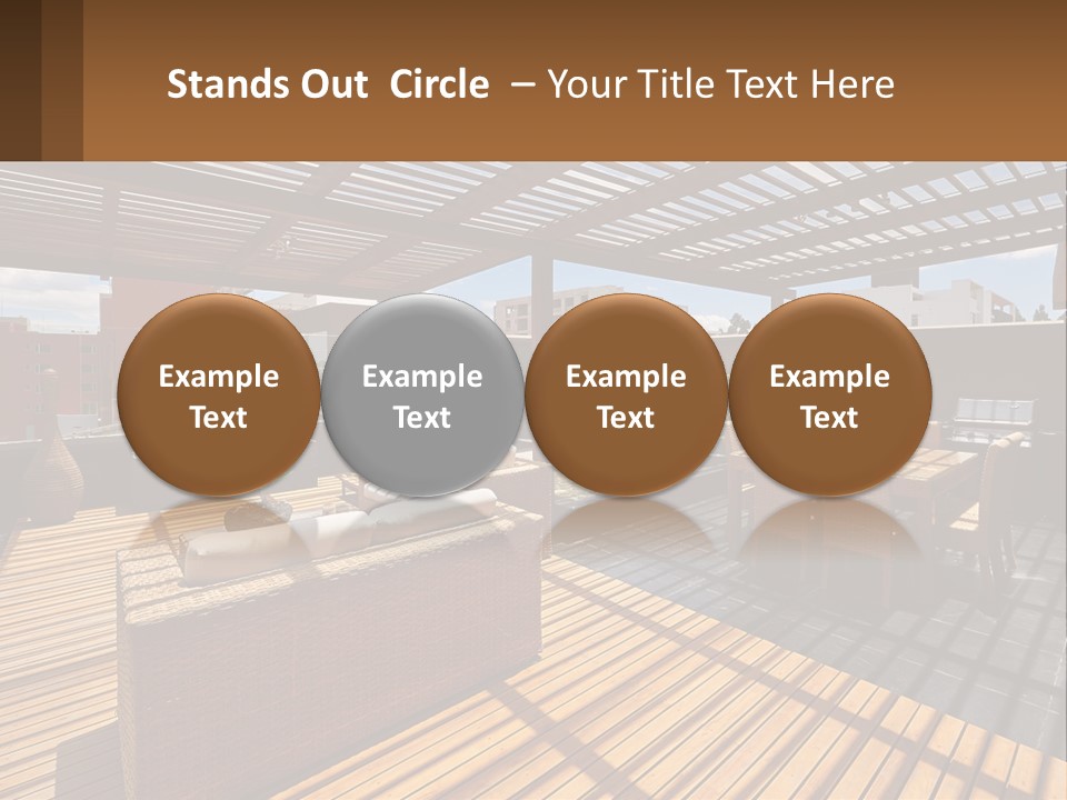 A Wooden Deck With A Table And Chairs PowerPoint Template