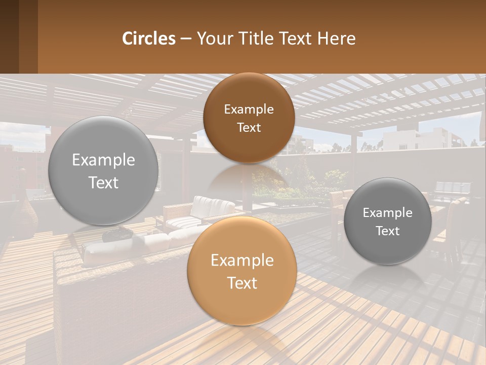 A Wooden Deck With A Table And Chairs PowerPoint Template