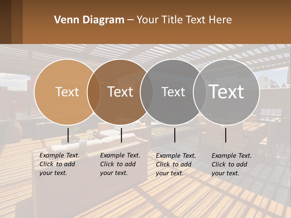 A Wooden Deck With A Table And Chairs PowerPoint Template