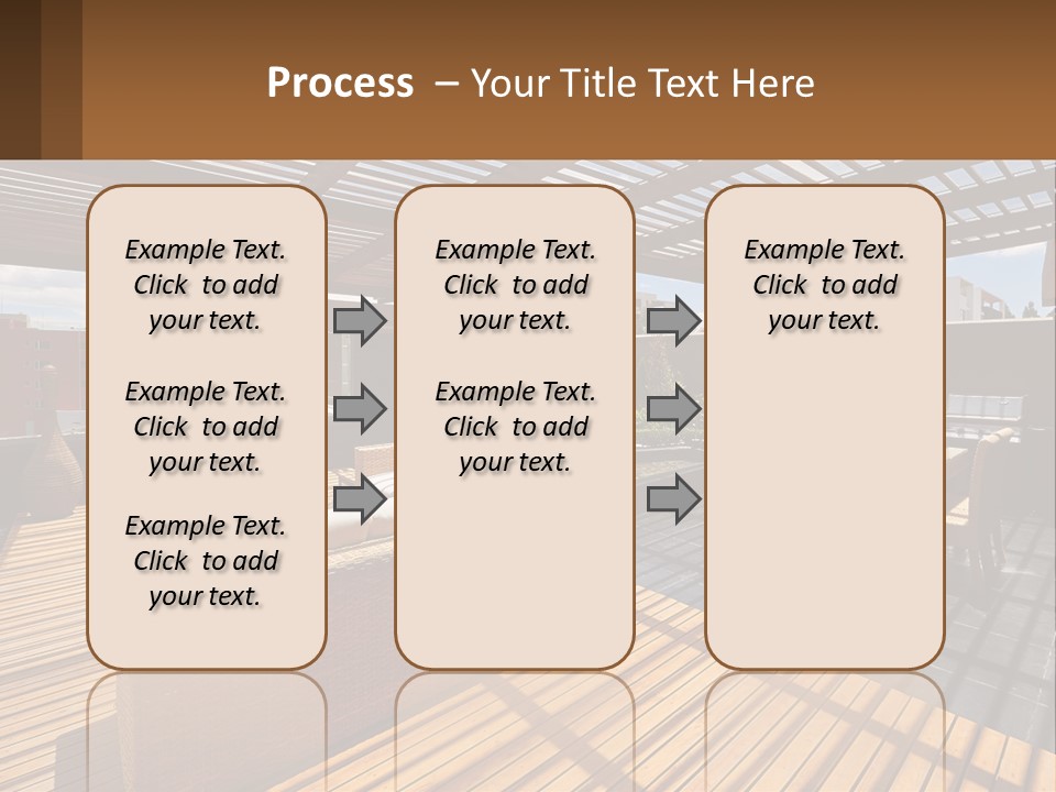 A Wooden Deck With A Table And Chairs PowerPoint Template