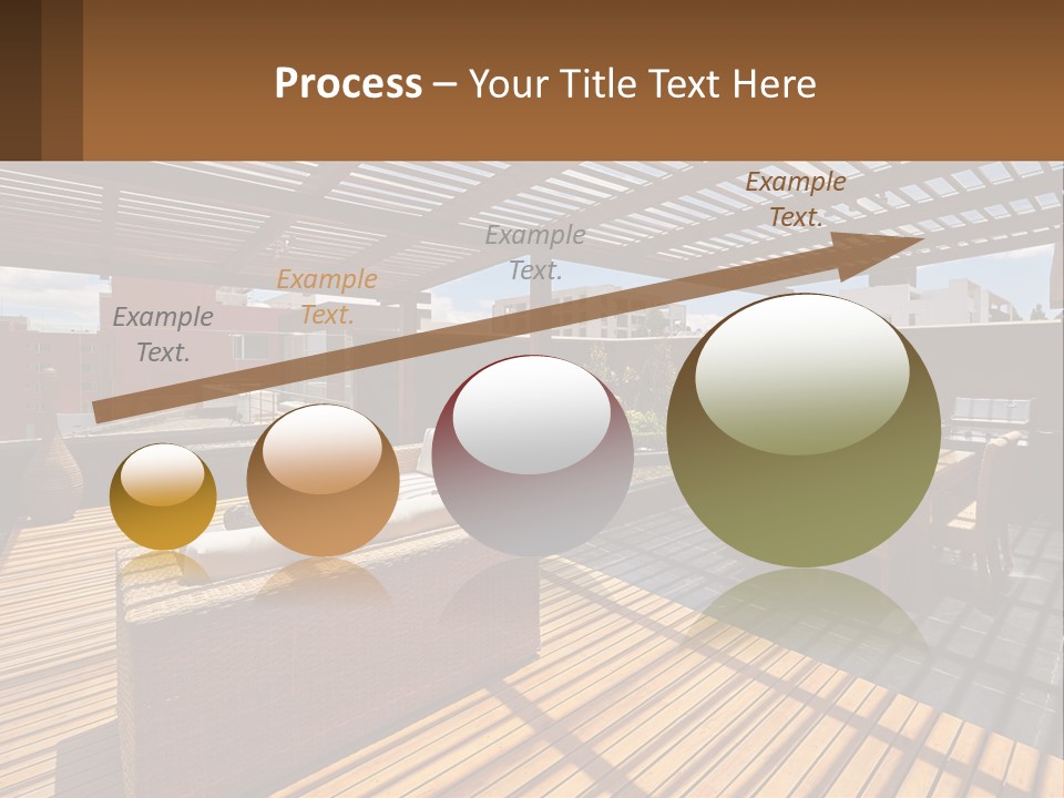 A Wooden Deck With A Table And Chairs PowerPoint Template