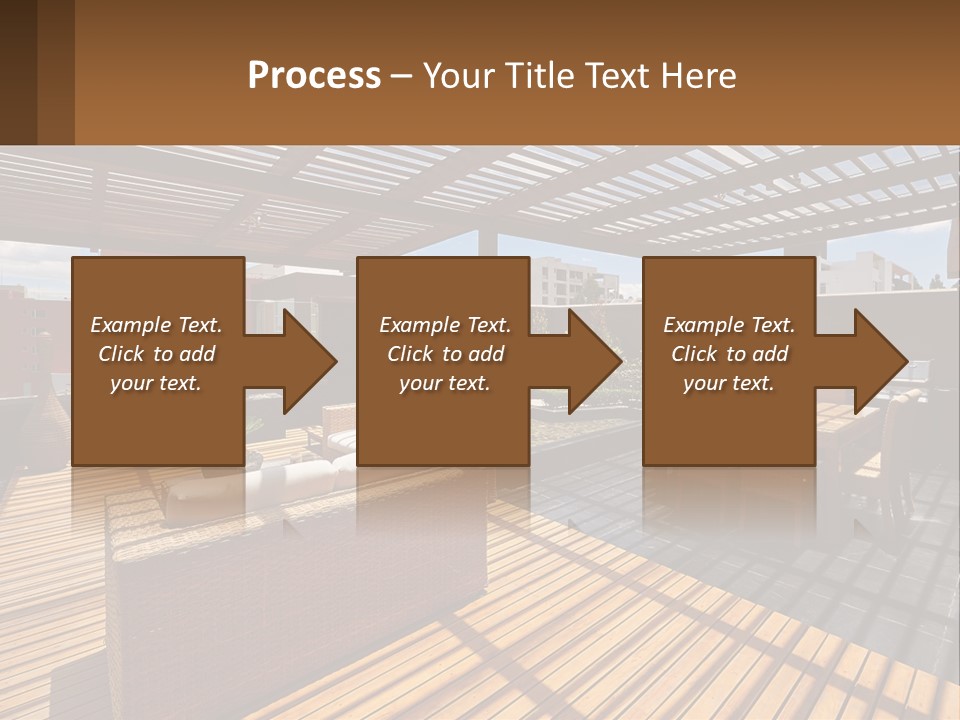 A Wooden Deck With A Table And Chairs PowerPoint Template
