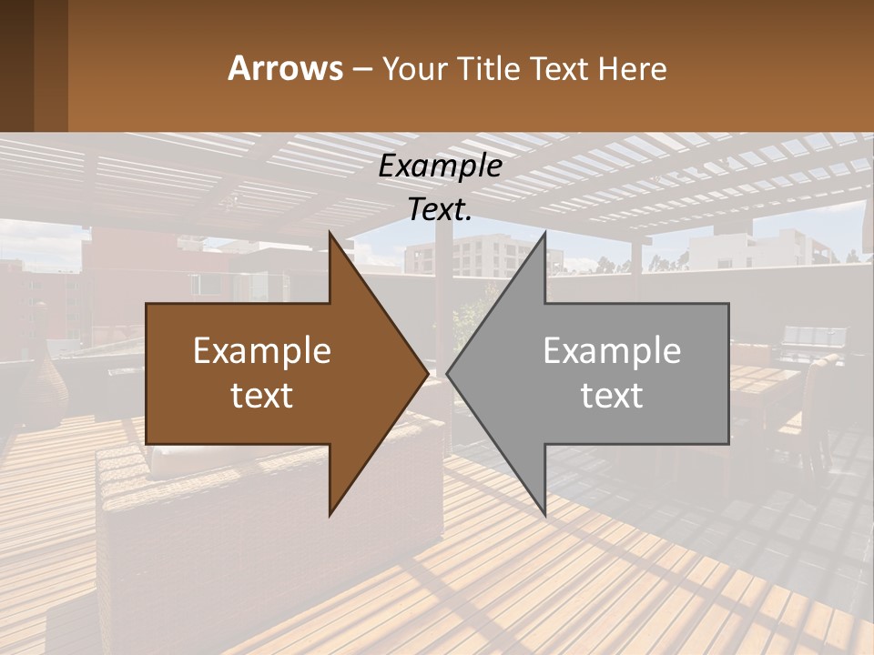 A Wooden Deck With A Table And Chairs PowerPoint Template