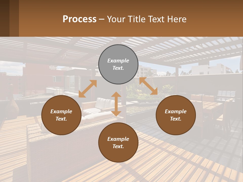 A Wooden Deck With A Table And Chairs PowerPoint Template