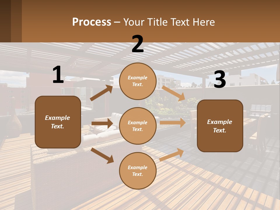 A Wooden Deck With A Table And Chairs PowerPoint Template
