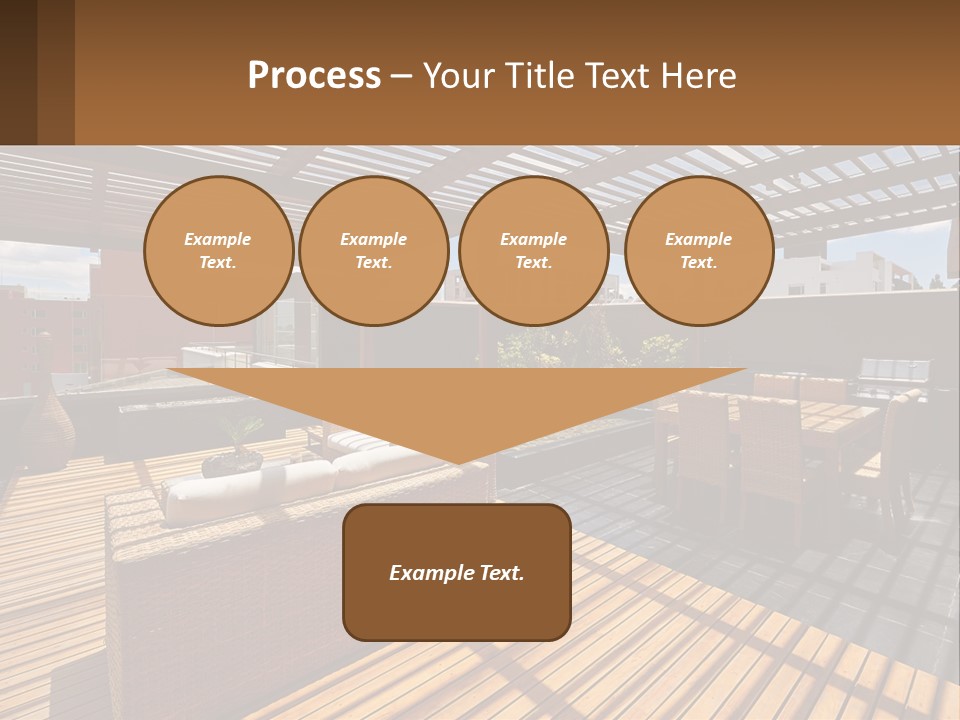 A Wooden Deck With A Table And Chairs PowerPoint Template