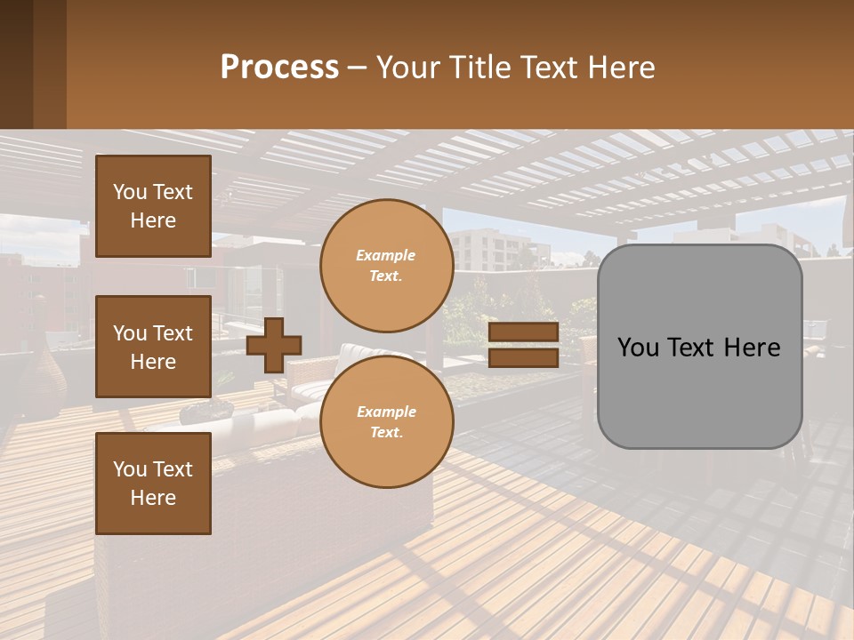 A Wooden Deck With A Table And Chairs PowerPoint Template