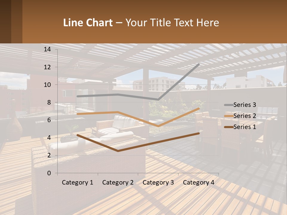 A Wooden Deck With A Table And Chairs PowerPoint Template