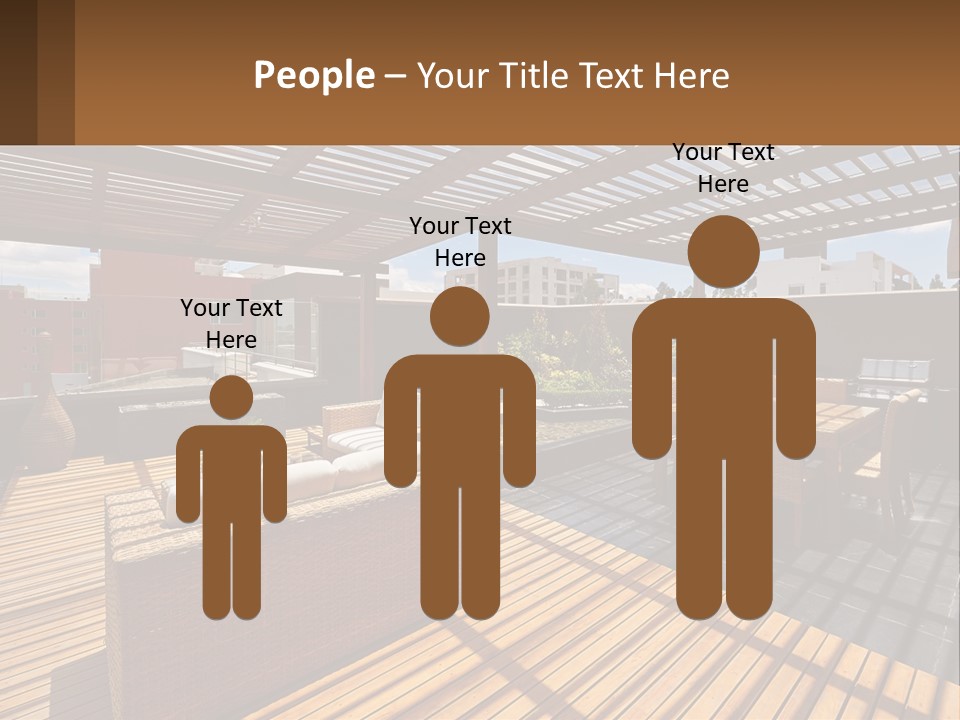 A Wooden Deck With A Table And Chairs PowerPoint Template