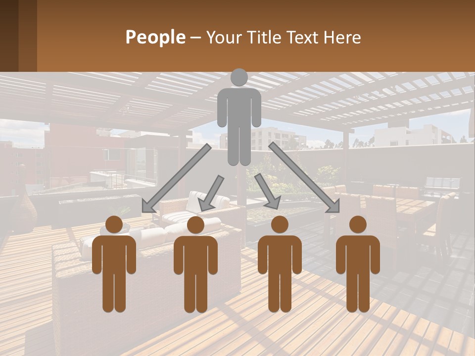 A Wooden Deck With A Table And Chairs PowerPoint Template