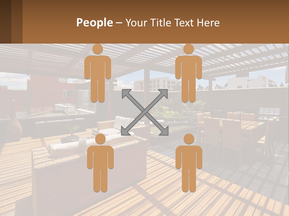 A Wooden Deck With A Table And Chairs PowerPoint Template