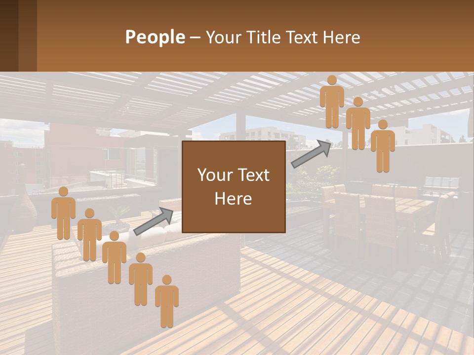 A Wooden Deck With A Table And Chairs PowerPoint Template