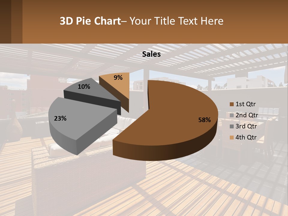A Wooden Deck With A Table And Chairs PowerPoint Template