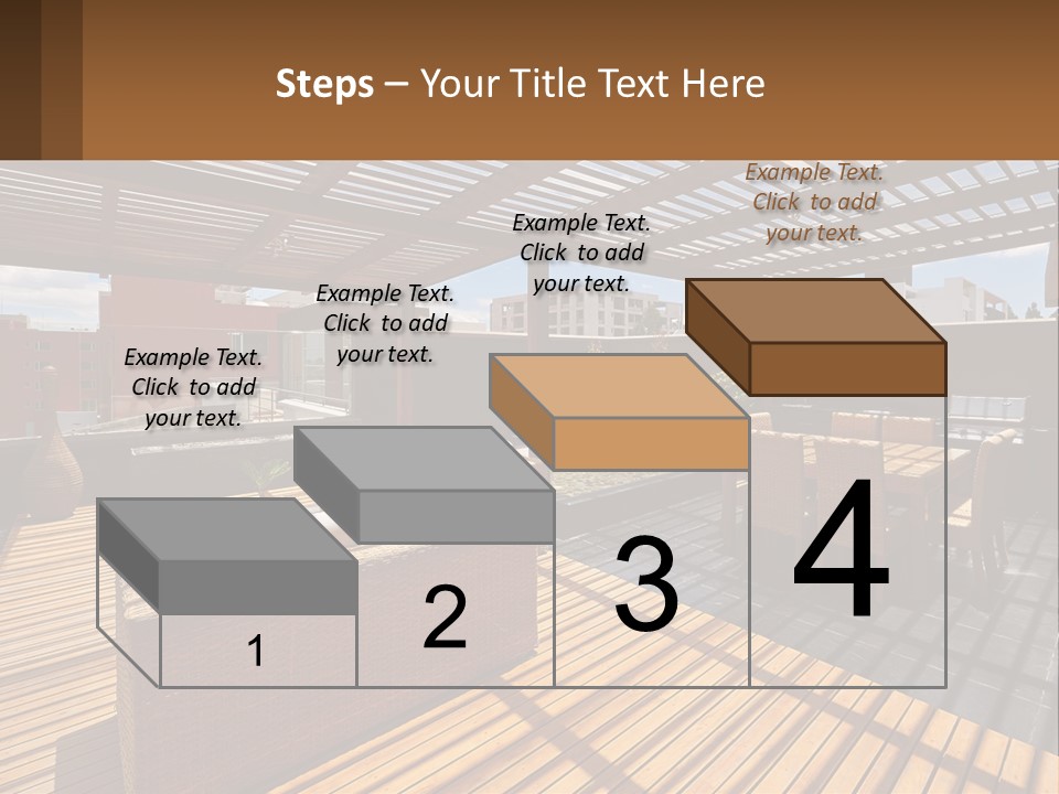 A Wooden Deck With A Table And Chairs PowerPoint Template