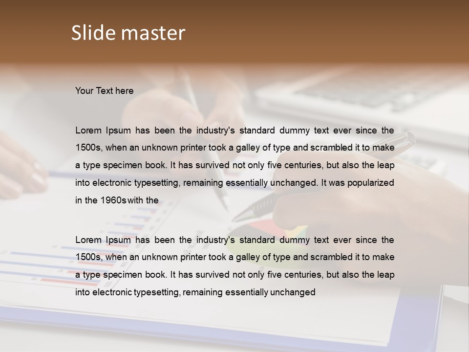 A Group Of People Sitting At A Table With A Laptop And Pen PowerPoint Template