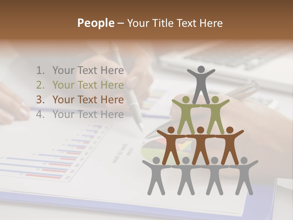 A Group Of People Sitting At A Table With A Laptop And Pen PowerPoint Template