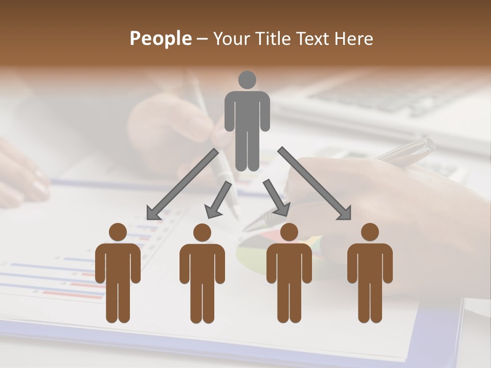 A Group Of People Sitting At A Table With A Laptop And Pen PowerPoint Template