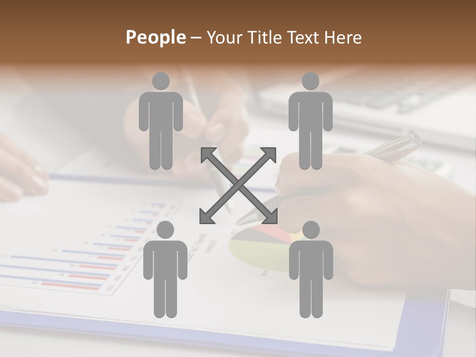 A Group Of People Sitting At A Table With A Laptop And Pen PowerPoint Template