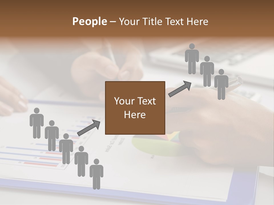 A Group Of People Sitting At A Table With A Laptop And Pen PowerPoint Template