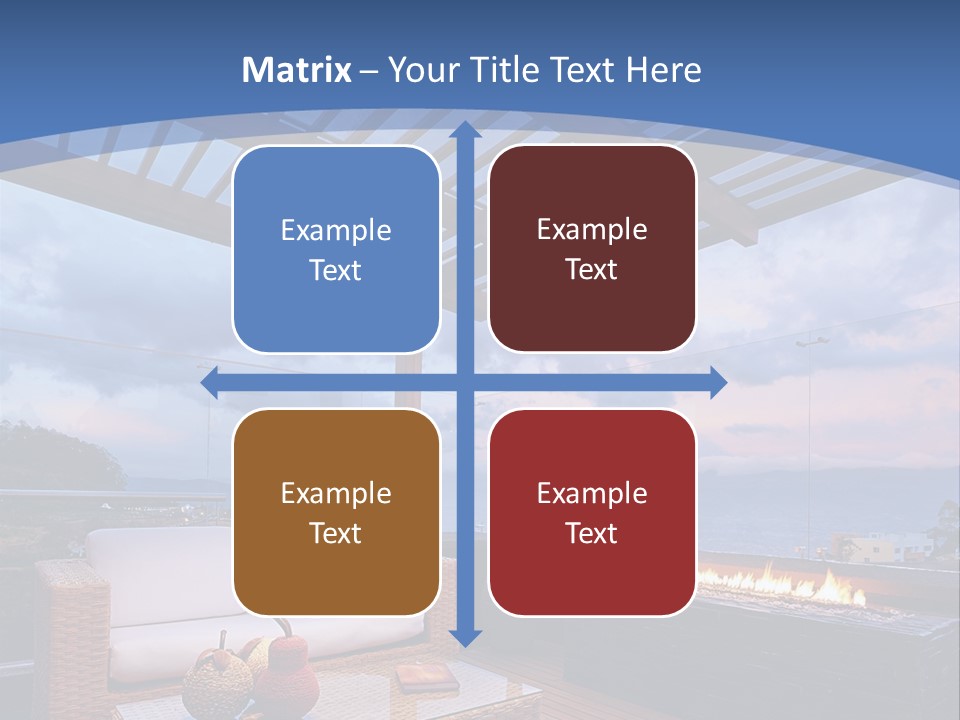 A Wooden Deck With A Fire Pit On It PowerPoint Template