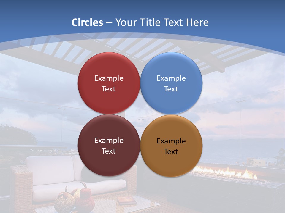 A Wooden Deck With A Fire Pit On It PowerPoint Template