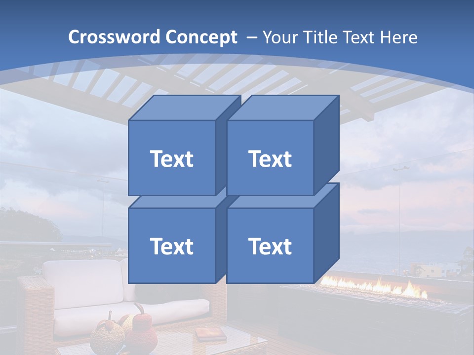 A Wooden Deck With A Fire Pit On It PowerPoint Template