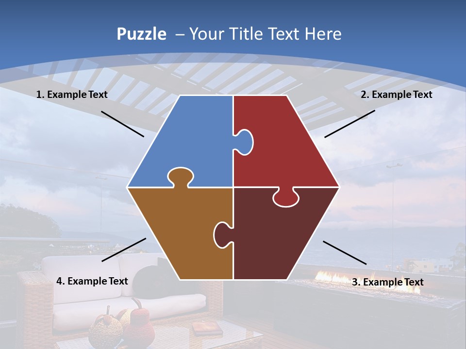 A Wooden Deck With A Fire Pit On It PowerPoint Template