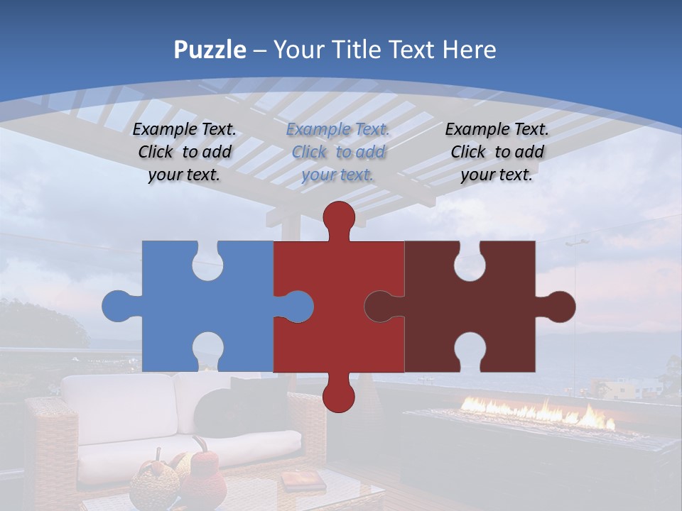 A Wooden Deck With A Fire Pit On It PowerPoint Template