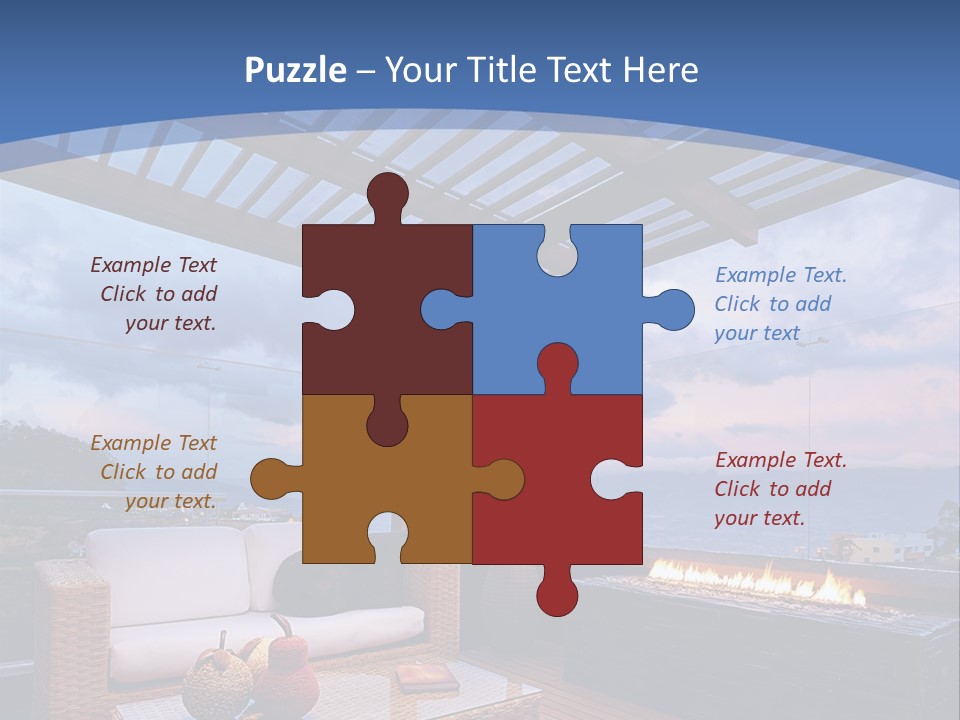 A Wooden Deck With A Fire Pit On It PowerPoint Template