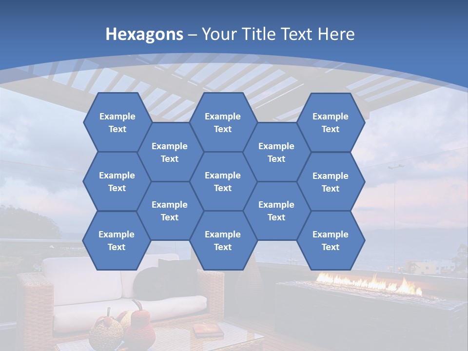 A Wooden Deck With A Fire Pit On It PowerPoint Template