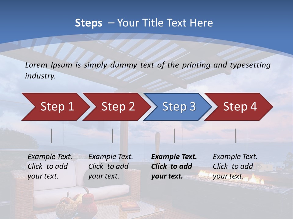 A Wooden Deck With A Fire Pit On It PowerPoint Template