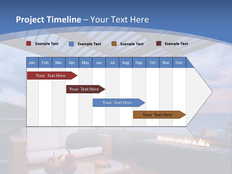 A Wooden Deck With A Fire Pit On It PowerPoint Template