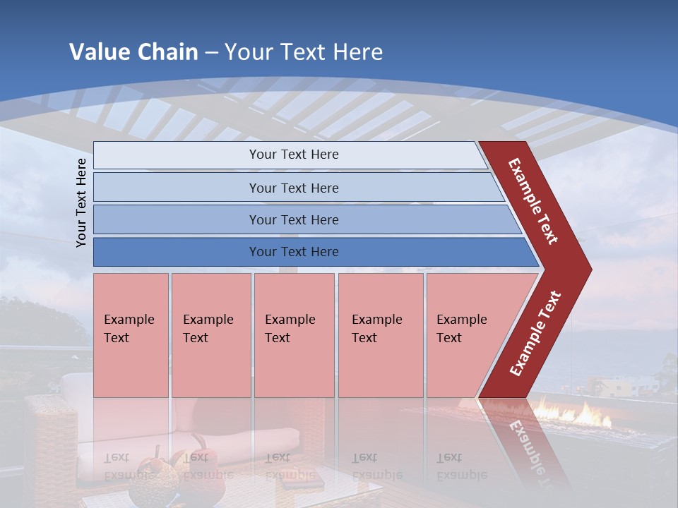 A Wooden Deck With A Fire Pit On It PowerPoint Template